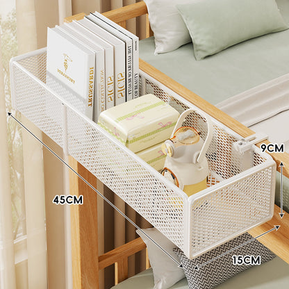 Klemmbares Mesh-Bettseitenregal mit mehreren Haken