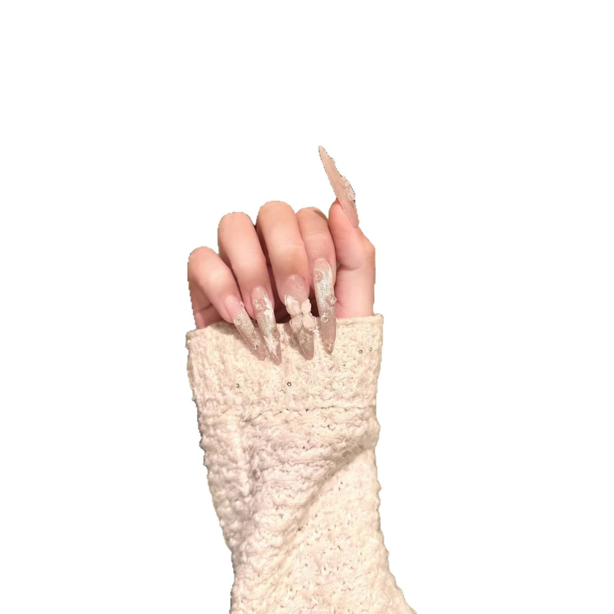 Elegante Blumige Stiletto Nagelverlängerungen