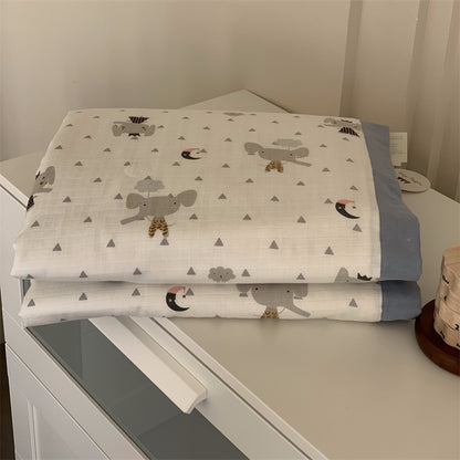 Weiche Mull-Babydecke mit Teddy-Design und doppellagiger Gaze