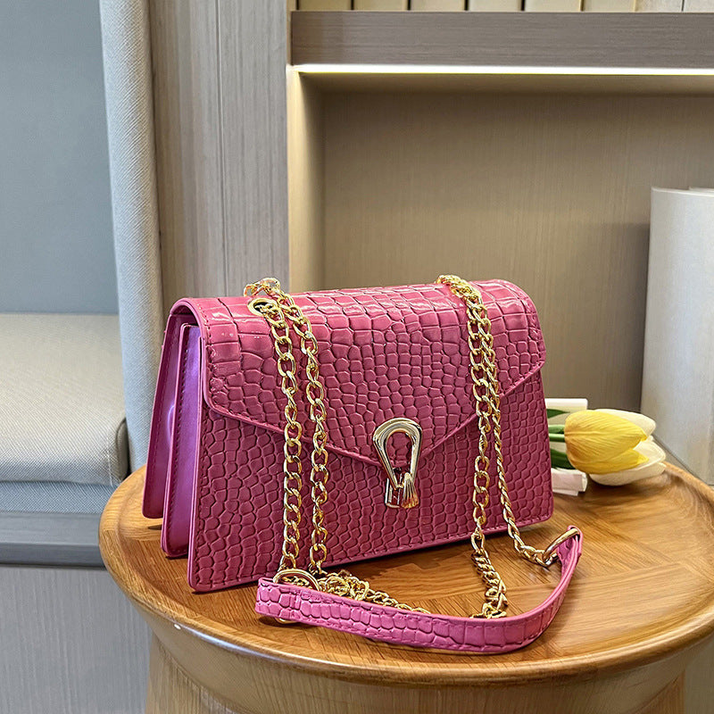 Elegante Krokodilstruktur Schulterhandtasche