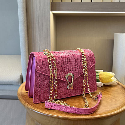 Elegante Krokodilstruktur Schulterhandtasche