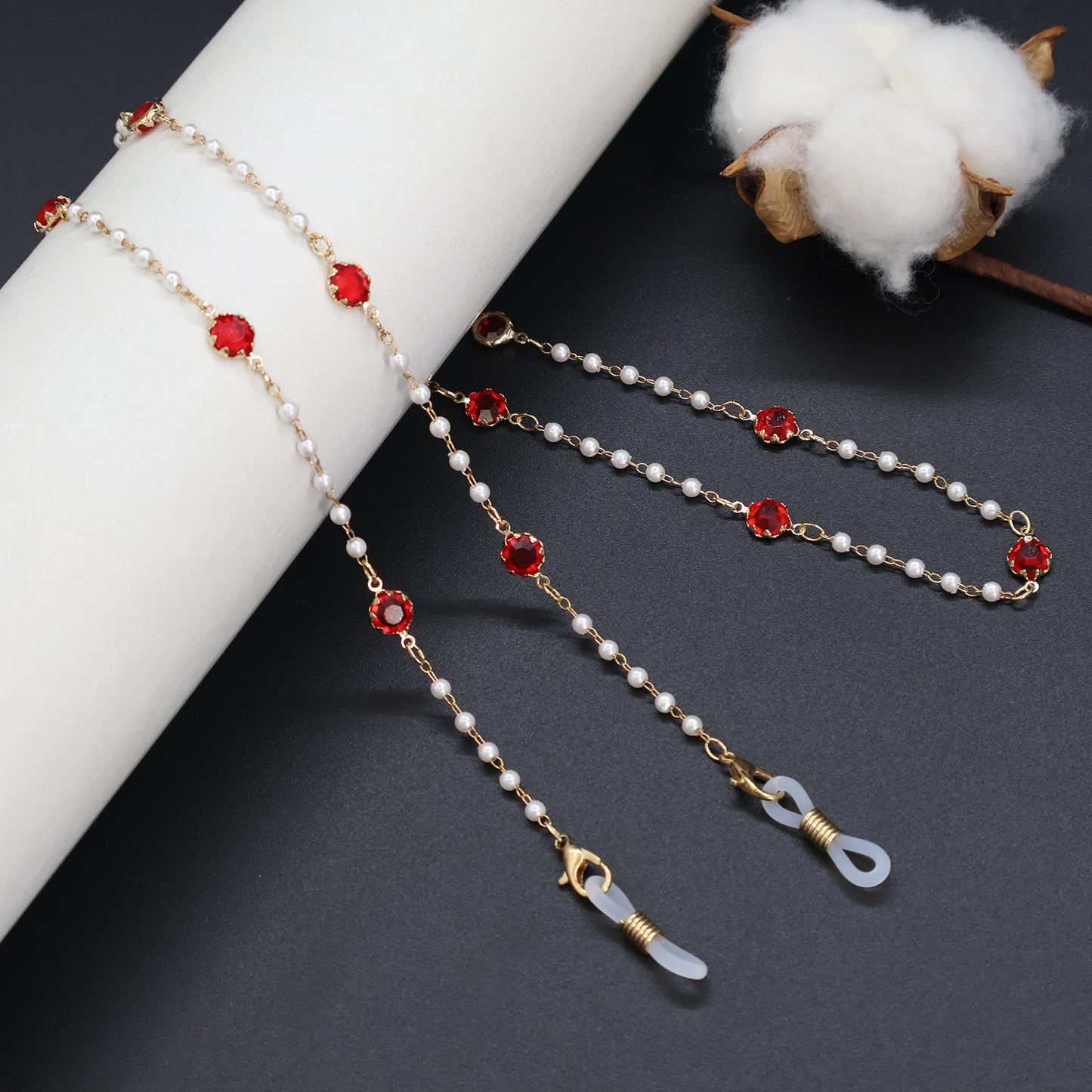 Elegante Perlen- und Kristall-Brillenband Brehn