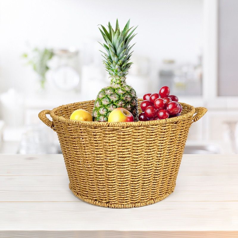 Damen Rattankorb mit Deckel und trendigen Griffen Brehn