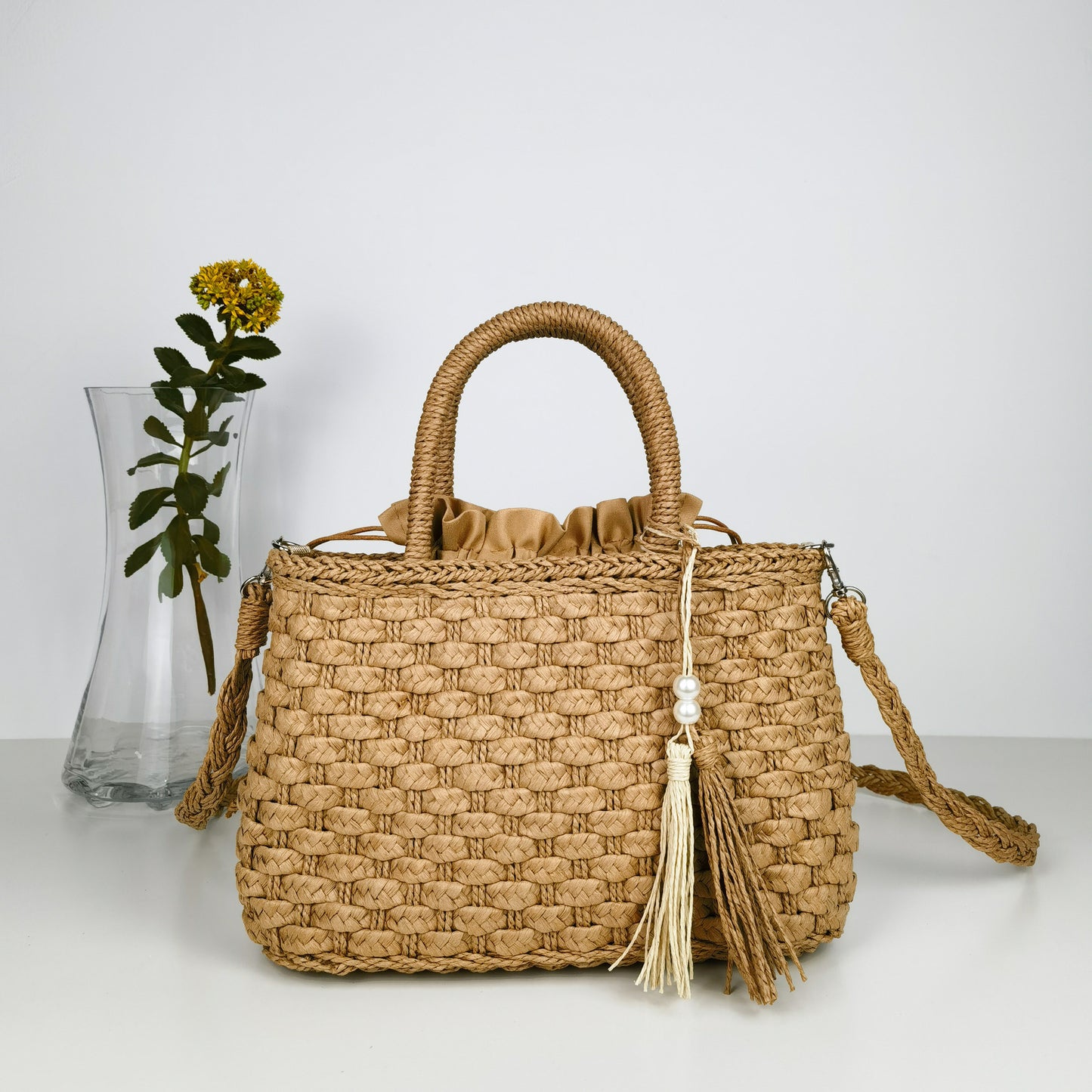 Woven Handtasche mit Kordelzug Brehn