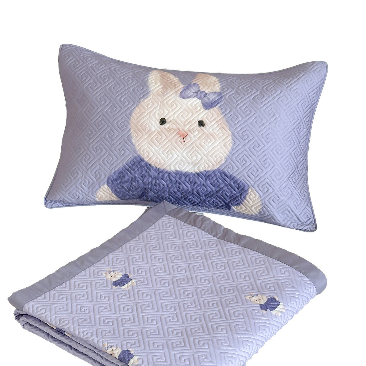 Gestepptes Baumwoll-Bettüberwurf- und Kissenbezug-Set mit niedlichem Katzenmotiv