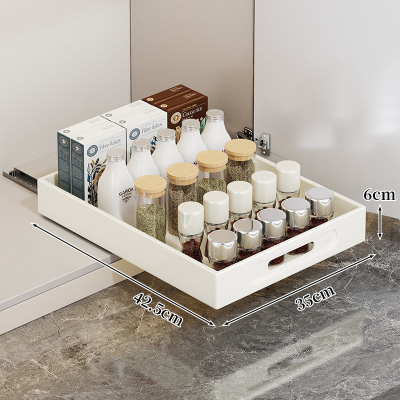 Ausziehbarer Schrank-Schubladenorganizer mit Ausschnittgriff und flachem Design