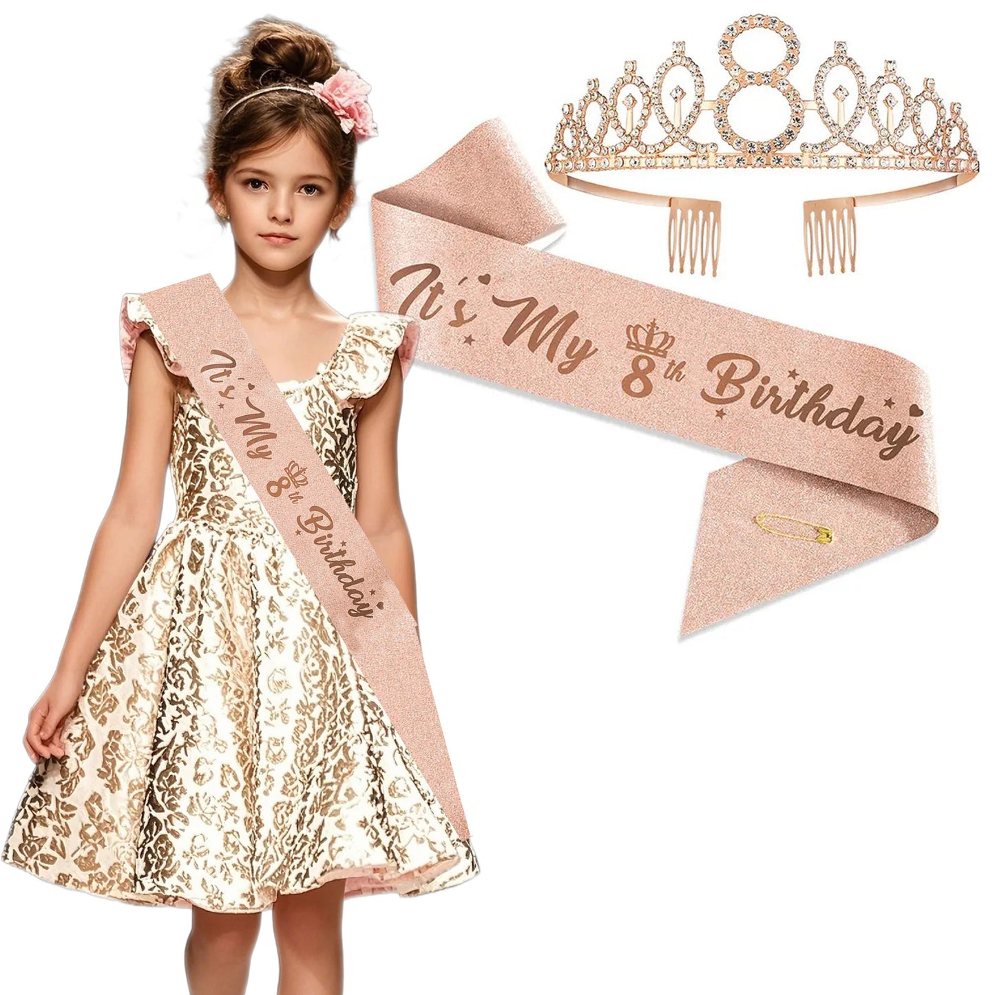 Damen Glitzernde Tiaras mit festlichem Geburtstagsbanner Brehn