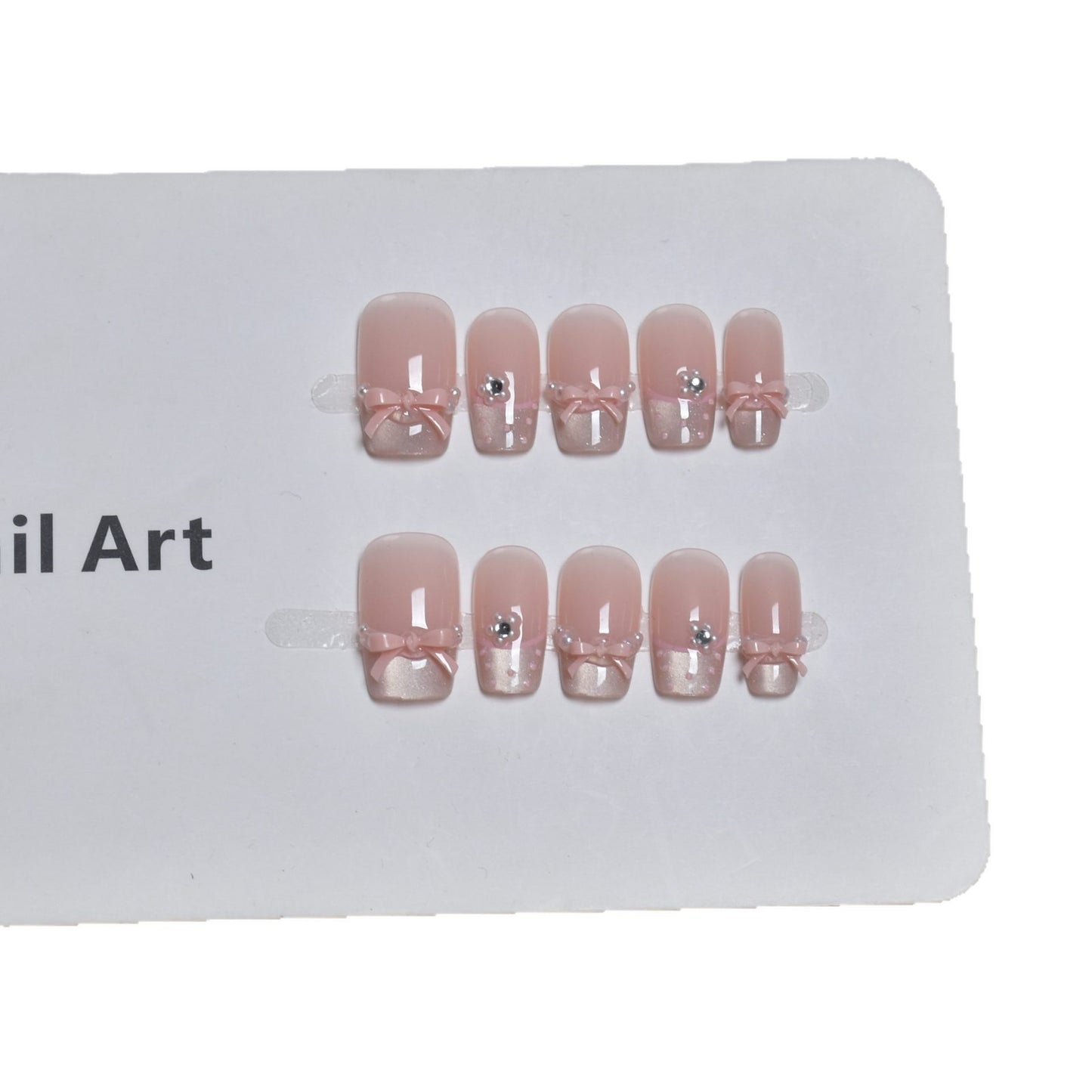 Elegante französische Spitze Aufkleber-Nagelkunst mit Schleifenakzenten Brehn