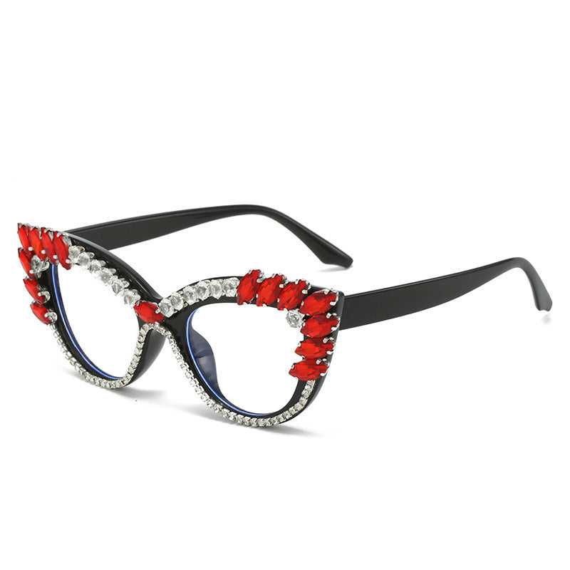 Damen Glamouröse Cat-Eye Sonnenbrille mit Kristallverzierung Brehn