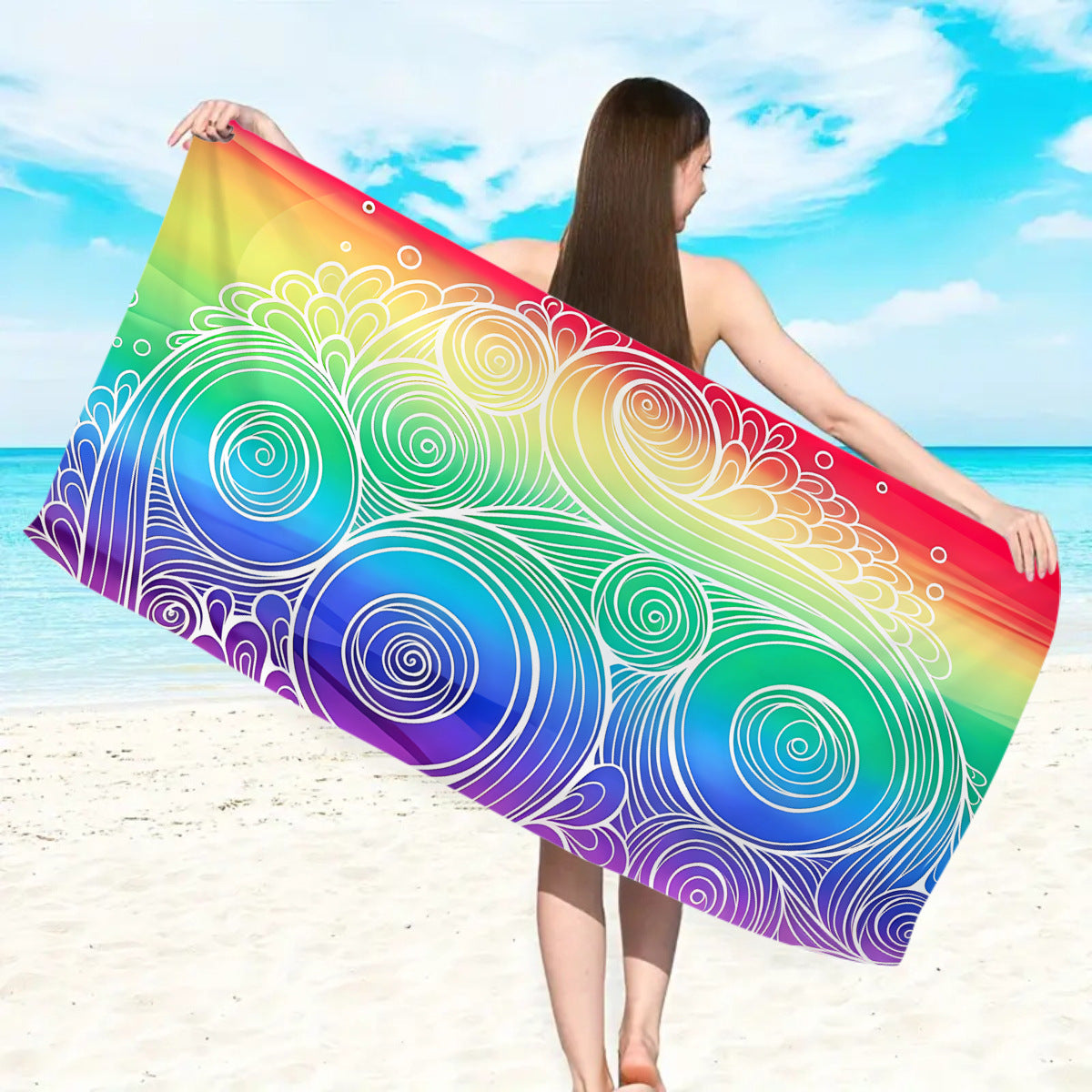 Strandtuch mit floraler Aquarellgestaltung Brehn