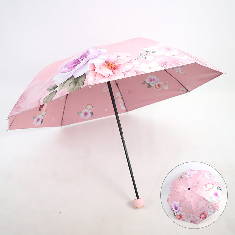 Damen Falt-Regenschirm mit eleganter Blumenoptik Brehn