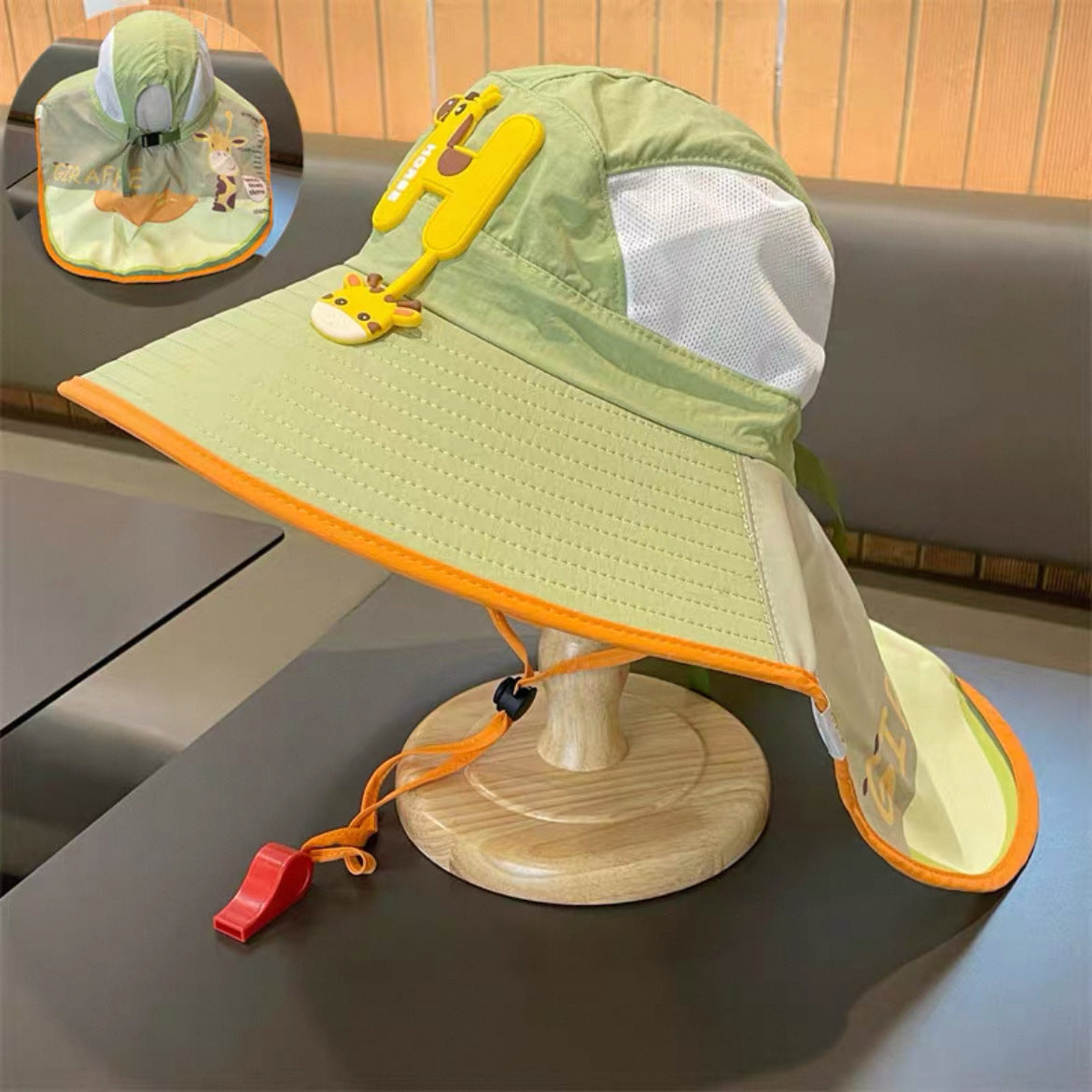 Sonnenhut mit Nackenschutz, atmungsaktives Netz und verstellbarem Kinnriemen Brehn