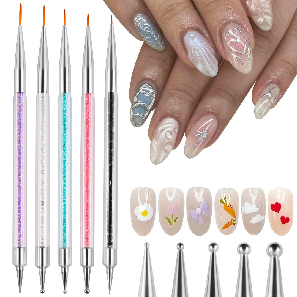 Crystal-handled Nail Art Detail Pinsel Set Brehn