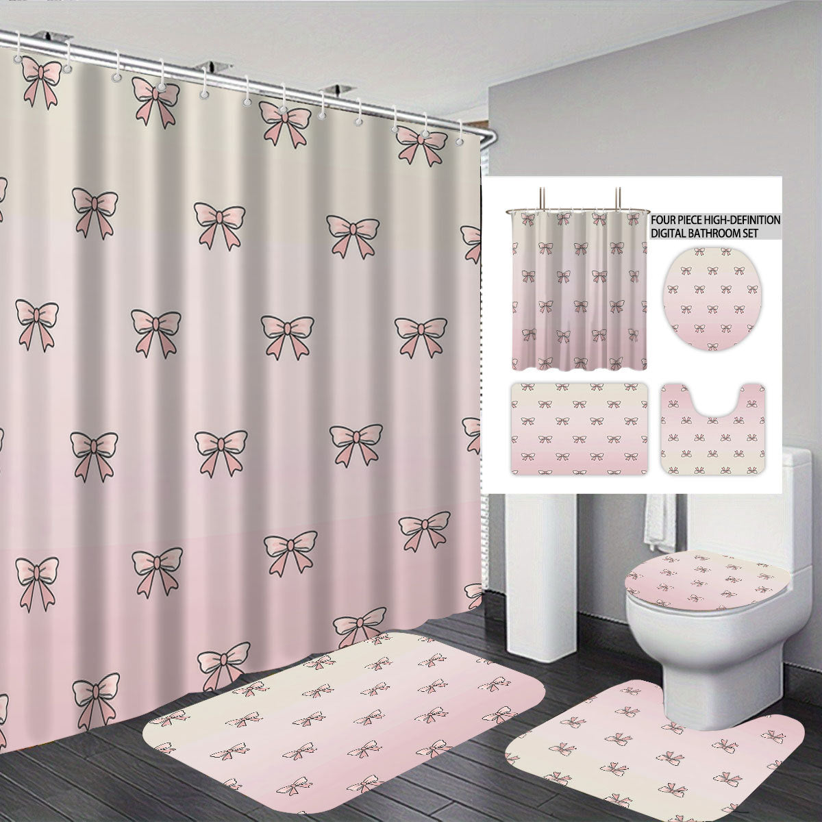 Digital Bow Pattern Badezimmer Dekor Set Brehn