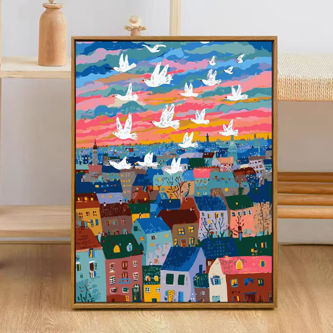 Bunte Stadt Skyline Kunstdruck Brehn