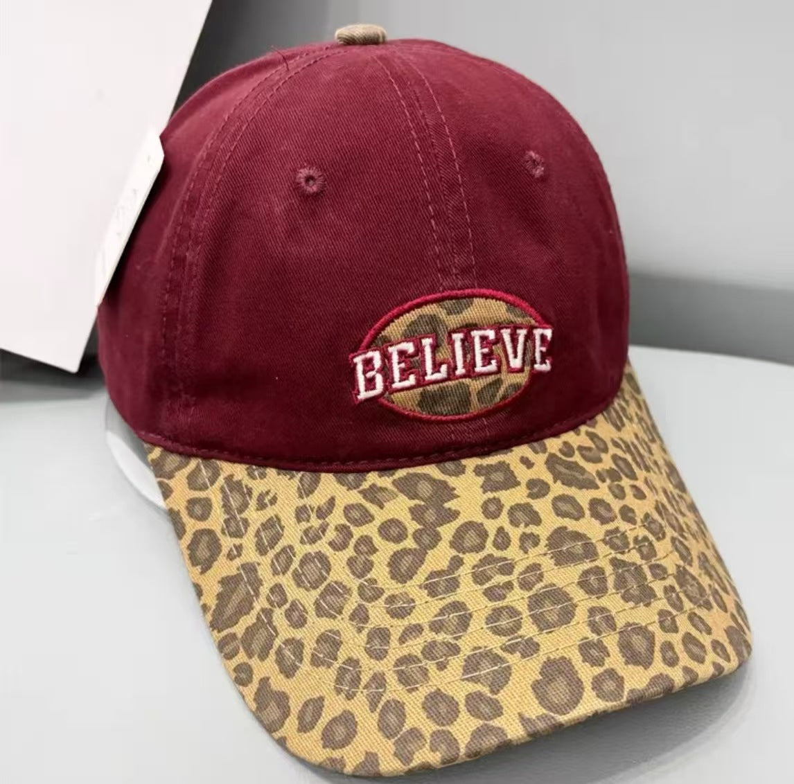 Damen Freizeit Leopard Druck Baseballmütze Brehn