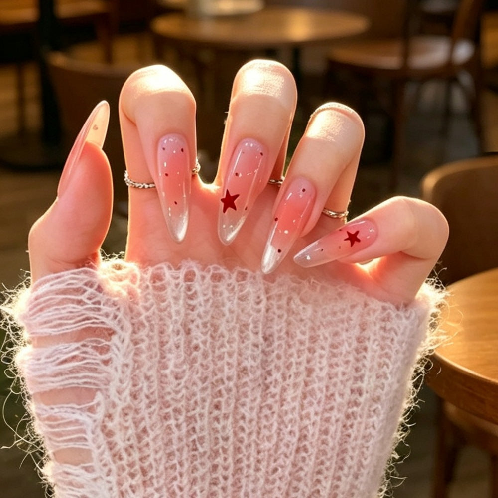 Dekorativer Stern-akzentuierter Press-on-Nagelset Brehn