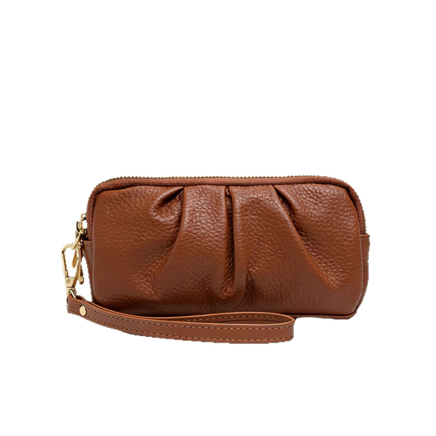 Strukturierte Leder Reißverschluss Clutch Geldbörse Brehn