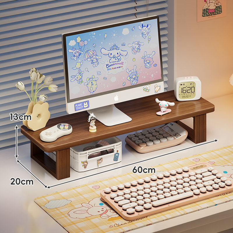 Bambus-Desktop-Monitorständer mit Unterregal-Tastaturlagerung und Kabelmanagement