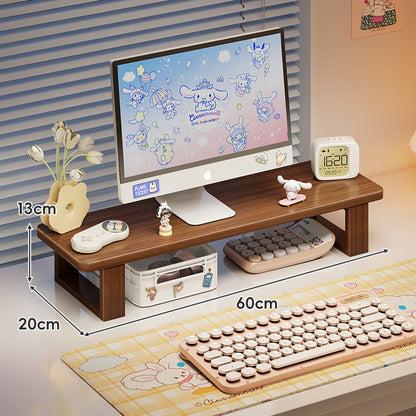 Bambus-Desktop-Monitorständer mit Unterregal-Tastaturlagerung und Kabelmanagement