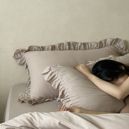 Elegantes Baumwoll-Bettwäsche-Set mit Volant und weichem Percale-Finish
