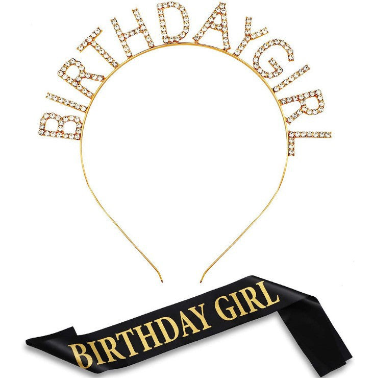 Damen Glitzernde Geburtstagskrone mit festlichem Sash Brehn