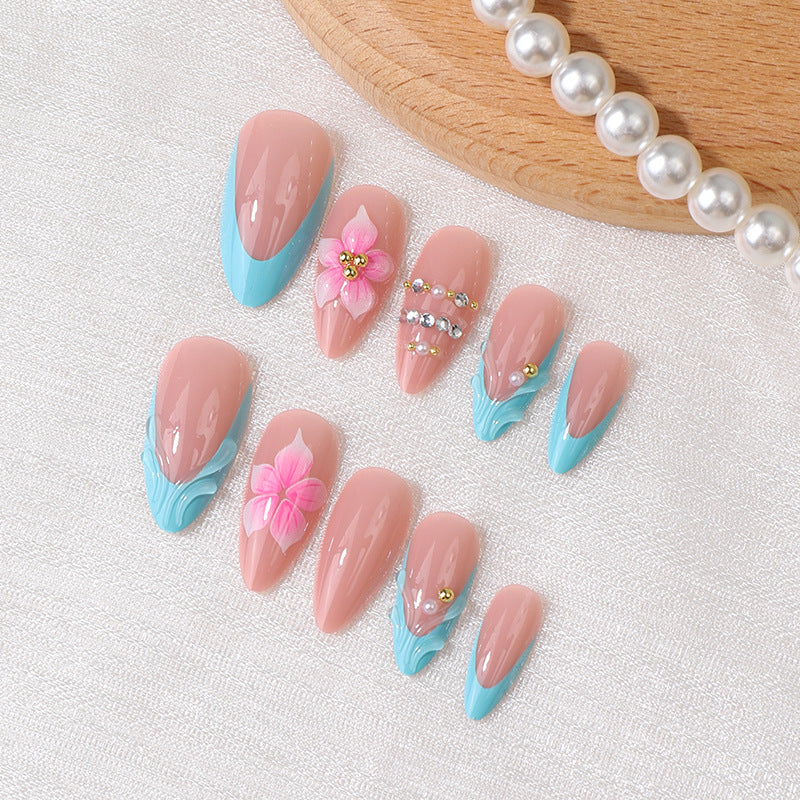 Kreatives blumengestaltetes Press-On-Nagelset Brehn