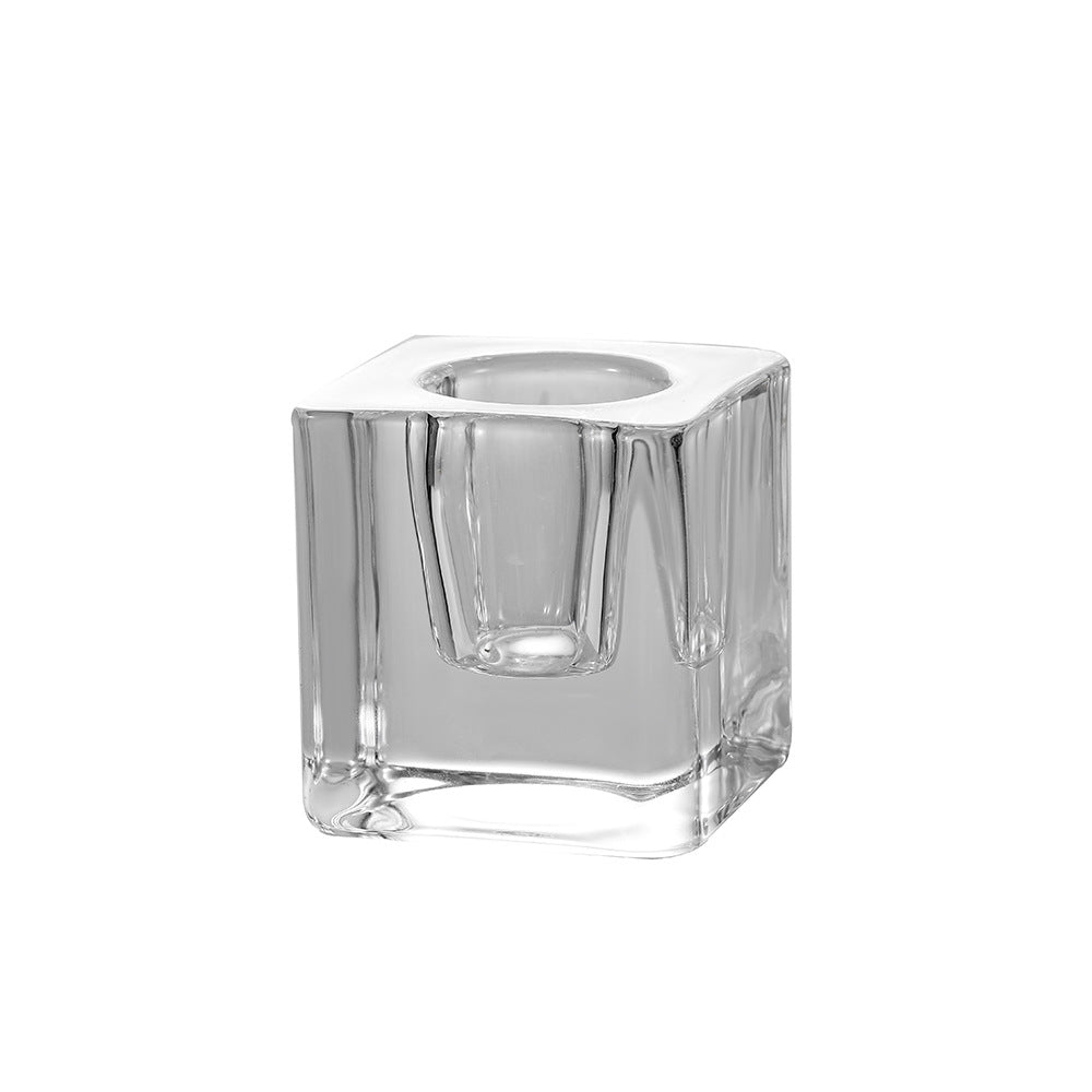 Quadratischer gerippter Glas Teelichthalter Brehn