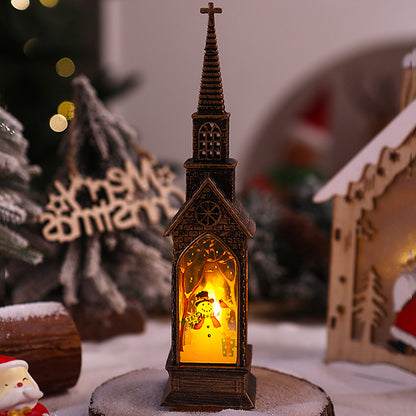 Nostalgische Weihnachtslaterne mit beweglichem Santa-Motiv Brehn