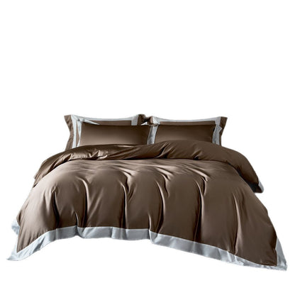Luxuriös Satin Bettbezug Set mit kontrastierendem Saum und seidenähnlichem Finish