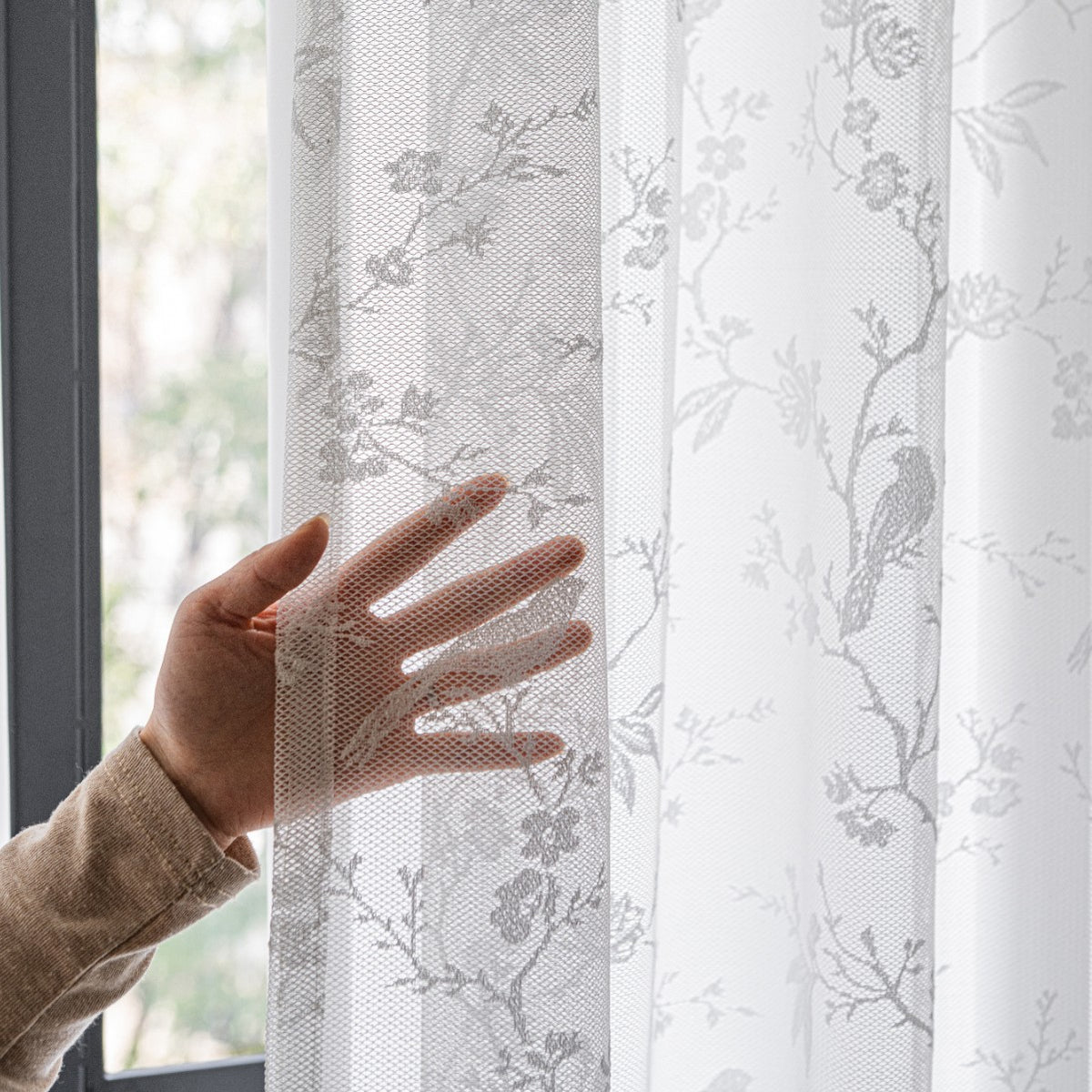 WoLace Bestickte Transparente Gardine Brehn