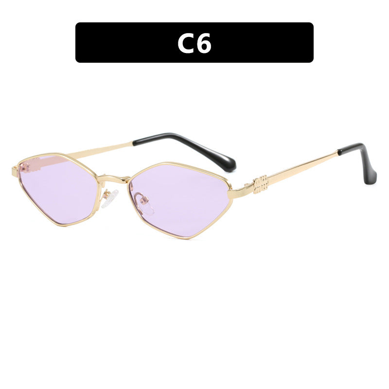 Damen geometrische Sonnenbrille mit glänzendem Metallrahmen und polarisierten Gläsern Brehn
