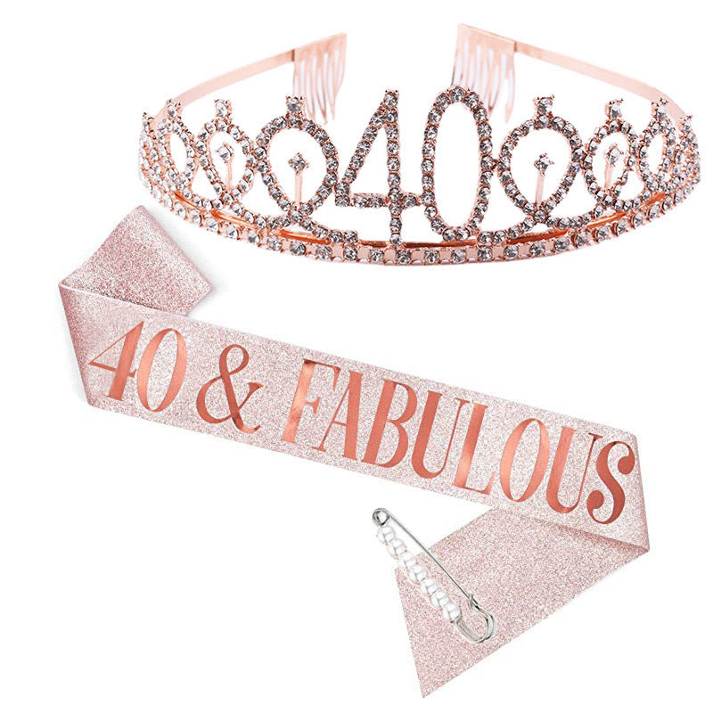 Damen Kristallgeburststags-Tiara und Schärpe-Set Brehn