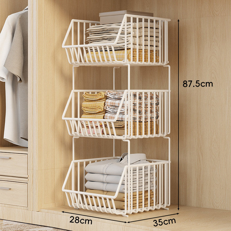 Drei-Tier Stapelbarer Draht Kleiderschrank Korb Organizer