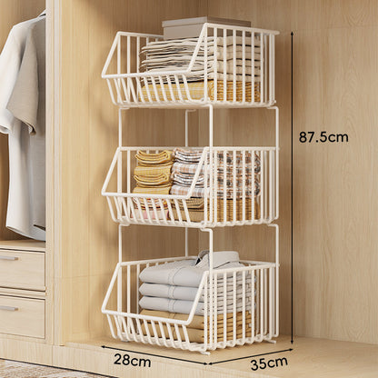 Drei-Tier Stapelbarer Draht Kleiderschrank Korb Organizer