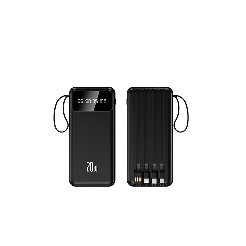 Powerbank mit integrierten Multifunktionsladekabeln und digitaler Anzeige Brehn