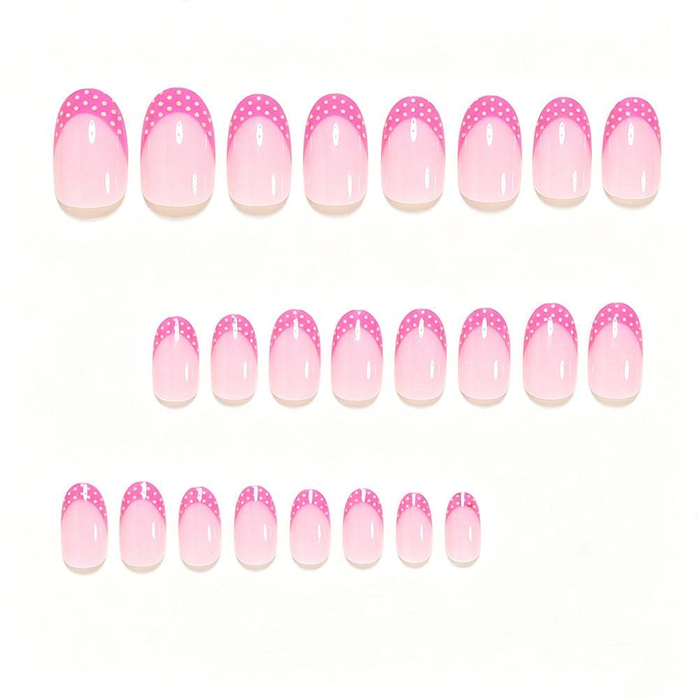 Künstlerisches Polka-Dot-Französisch-Spitzen-Nagelset Brehn