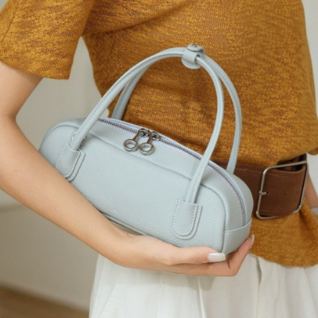 Mini gepunktete Top-Handle Kuppeltasche mit doppeltem Reißverschlussverschluss