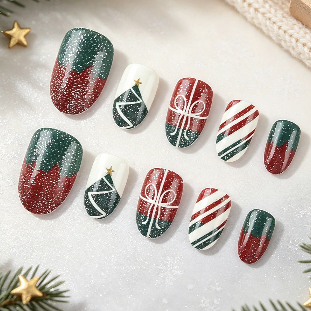 Festliche Weihnachten-Themen Press-On Nagelkunst Brehn