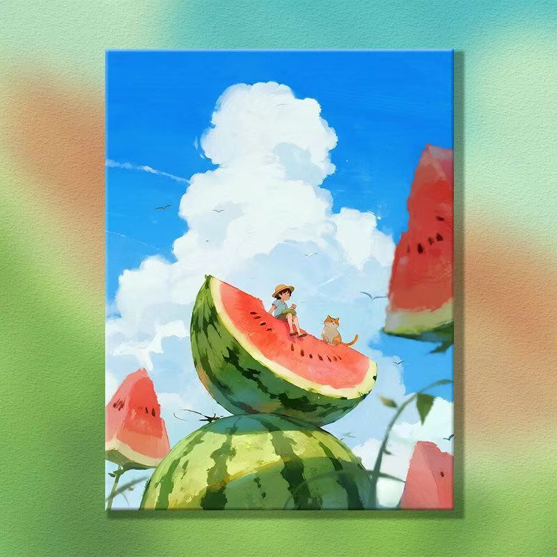 Verspielt Melonen-Themen Leinwand Kunstwerk Brehn