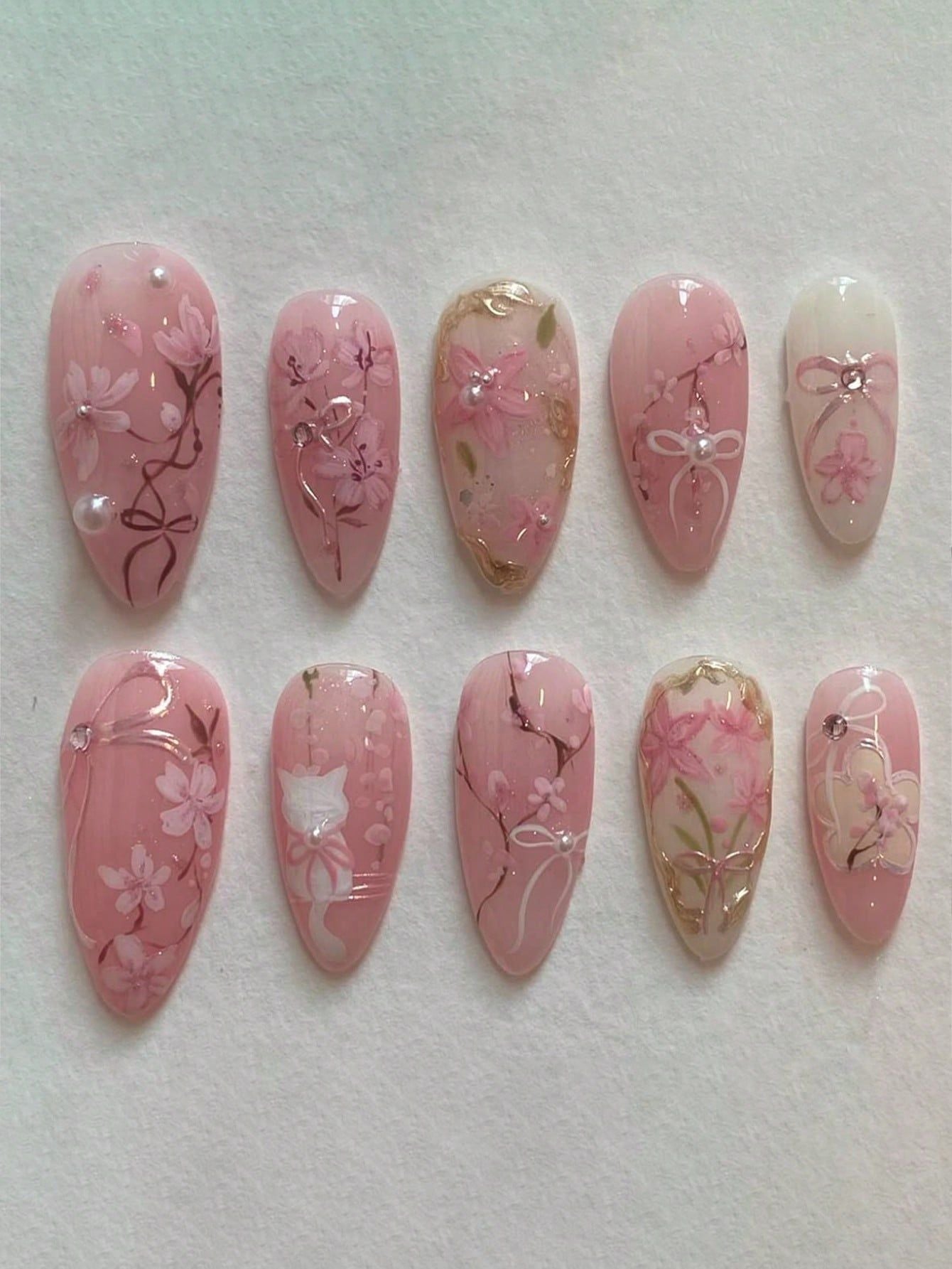 Künstlerisches Press-On Nagelkunstset Brehn