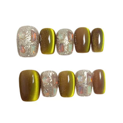 Iridescent Nail Art Extensions mit Glitter-Akzenten