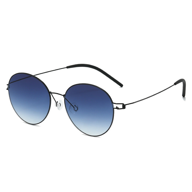 Damen runde Sonnenbrille mit leichtem Metallrahmen und gradienten Gläsern Brehn