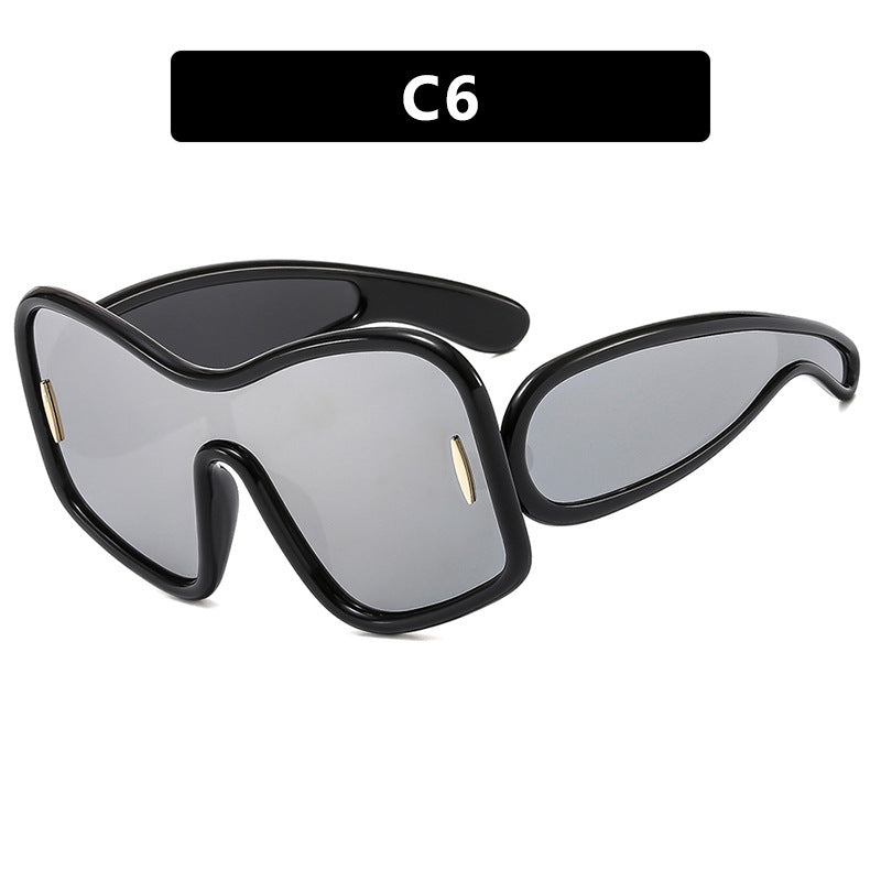 Damen futuristische Sonnenbrille mit extrabreitem Design und schützendem UV-Filter Brehn