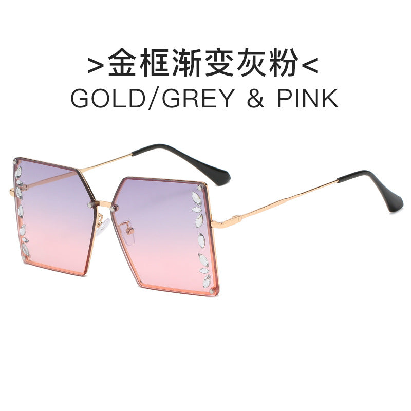 Damen futuristische Sonnenbrille mit auffälligem Hexagonalrahmen und hochwertigen Glitzerakzenten Brehn