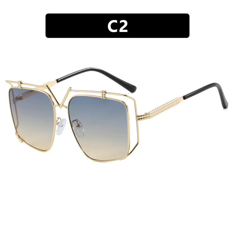 Damen futuristische Oversized-Sonnenbrille mit einzigartigem Geometrie-Rahmen Brehn