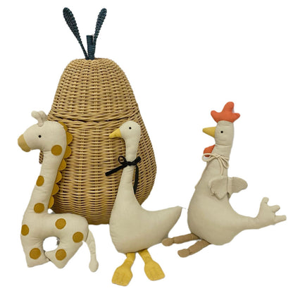 Handgemachte Leinen-Hase Weiche Stoffpuppe mit besticktem Latzkleid