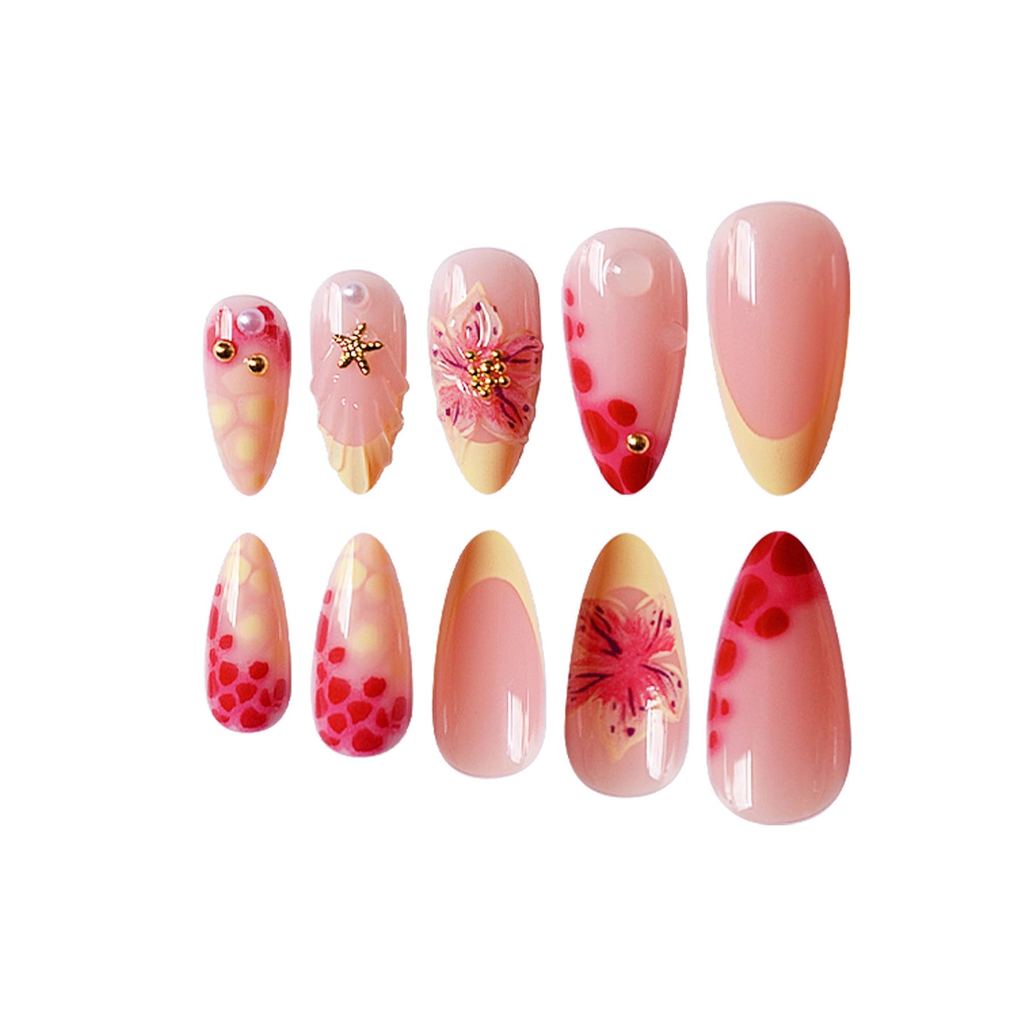Florale 3D Press-On Nagelkunst Brehn