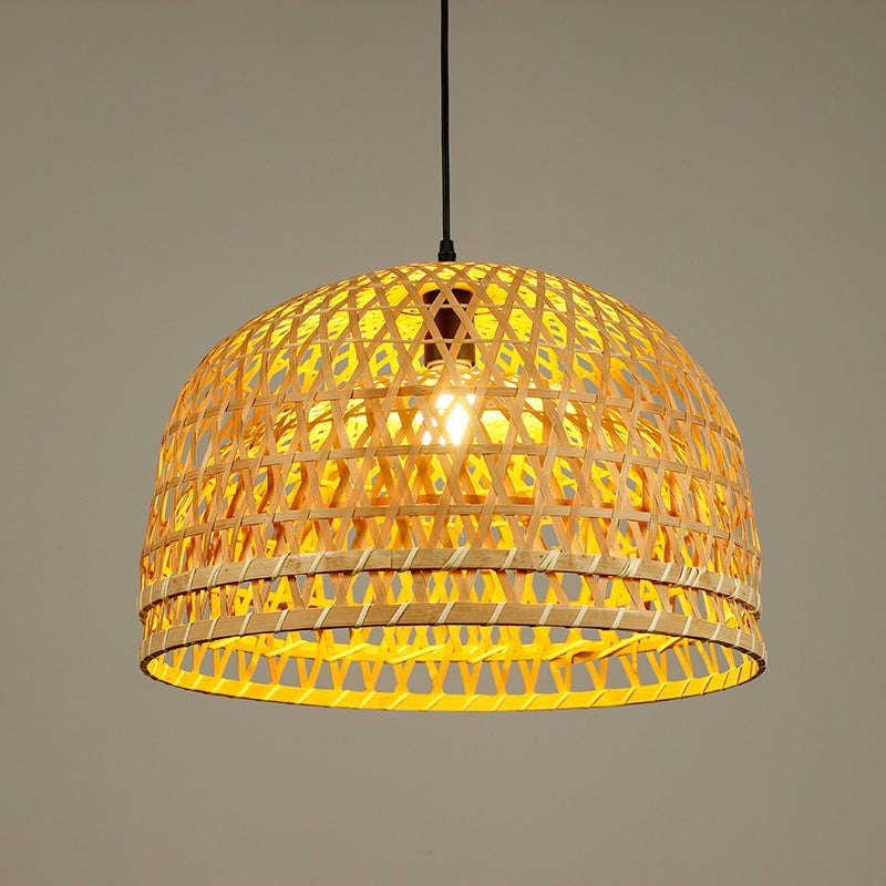 Woven Bamboo Dome Pendelleuchte