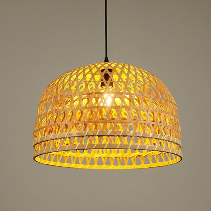 Woven Bamboo Dome Pendelleuchte